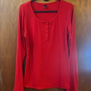 NWOT Red Women’s Henley Top